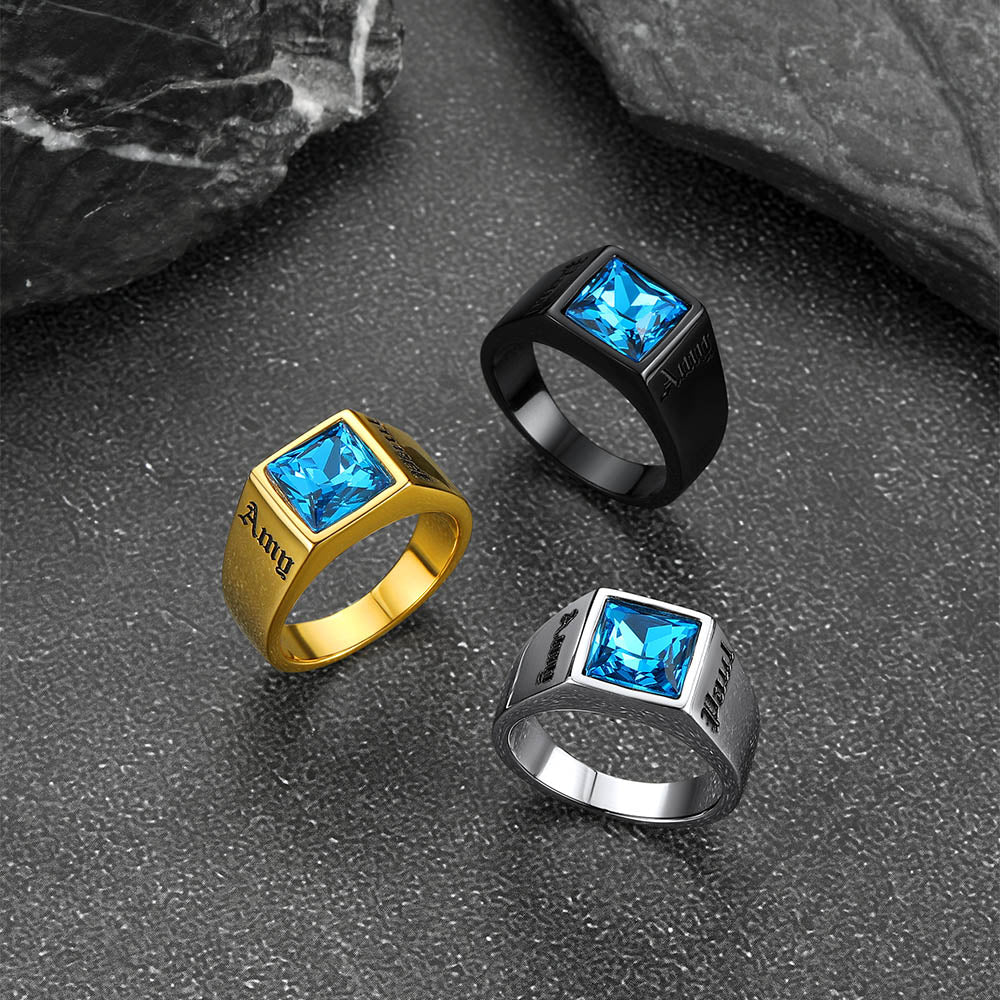 Custom Signet Ring With Blue Topaz for