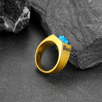 Custom Signet Ring With Blue Topaz for