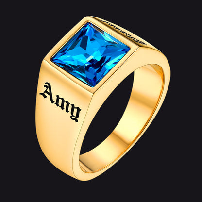 Custom Signet Ring With Blue Topaz for
