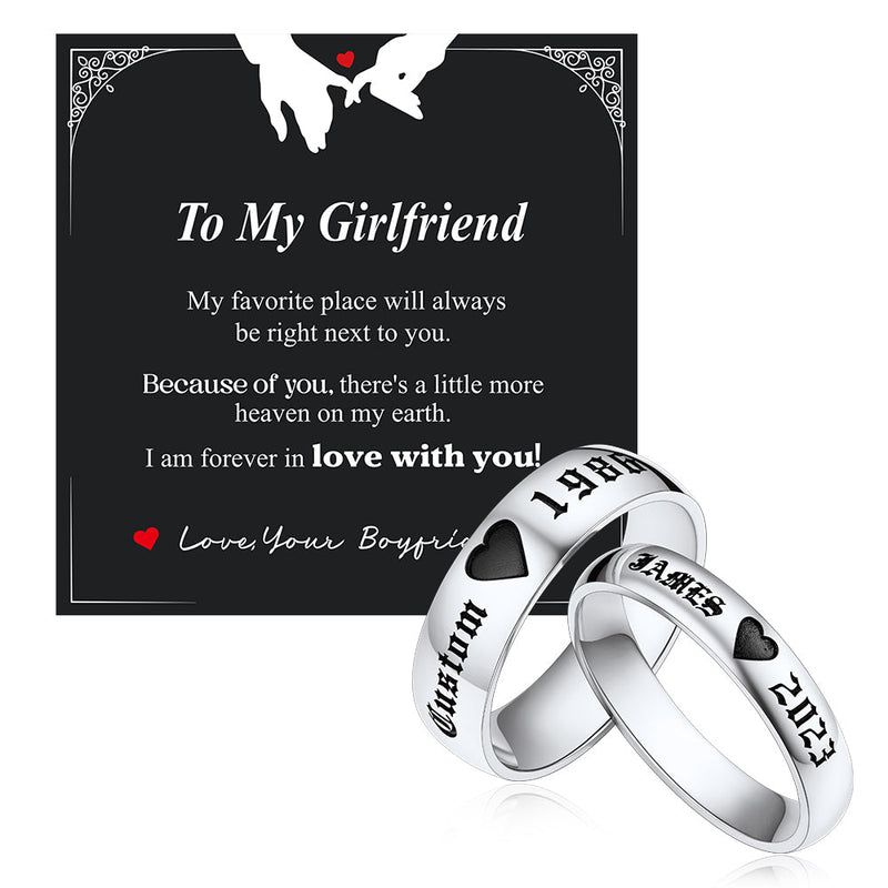 Custom Engraved Matching Promise Rings Set Gift for Couple