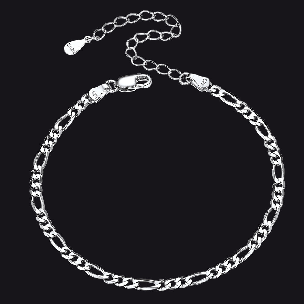 Sterling Silver Figaro Chain Link Bracelet for