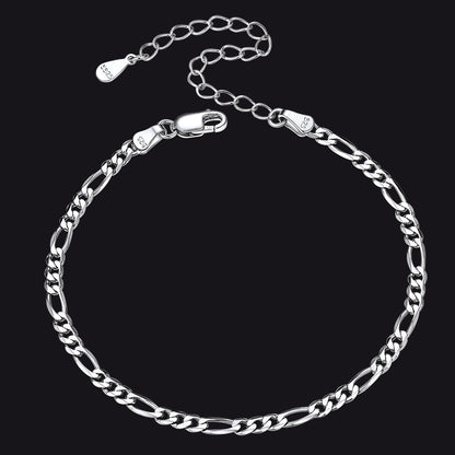 Sterling Silver Figaro Chain Link Bracelet for