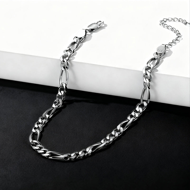 Sterling Silver Figaro Chain Link Bracelet for
