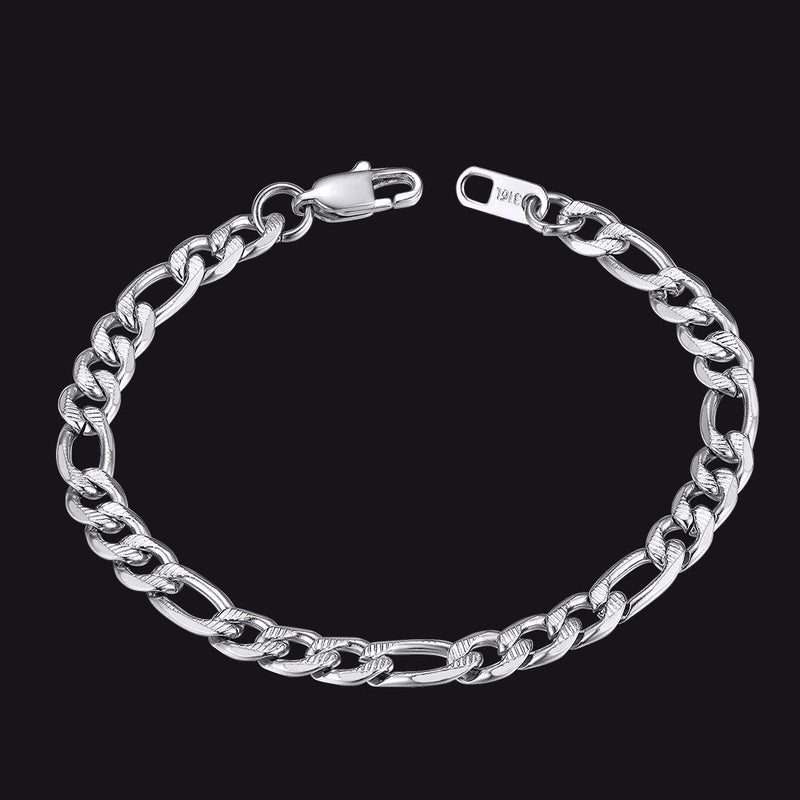 Thick Figaro Link Bracelet for 6/7/9mm Width