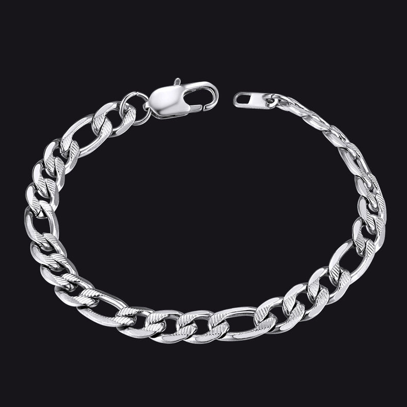 Thick Figaro Link Bracelet for 6/7/9mm Width