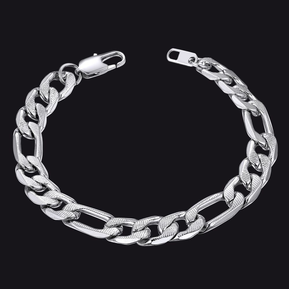 Thick Figaro Link Bracelet for 6/7/9mm Width