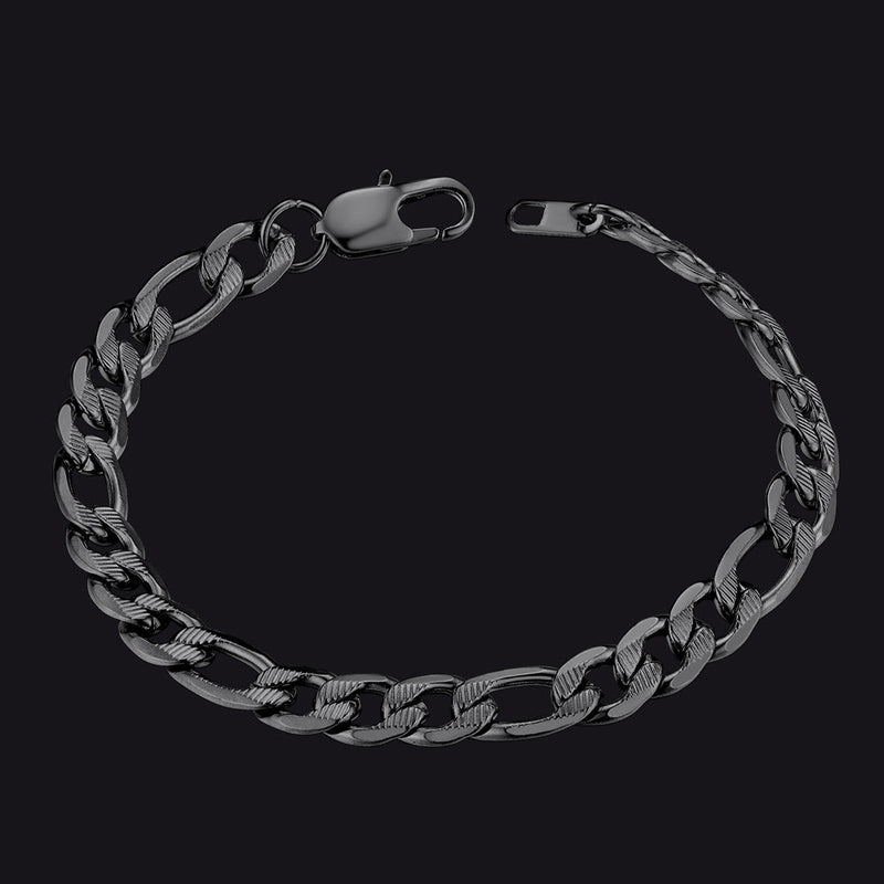 Thick Figaro Link Bracelet for 6/7/9mm Width
