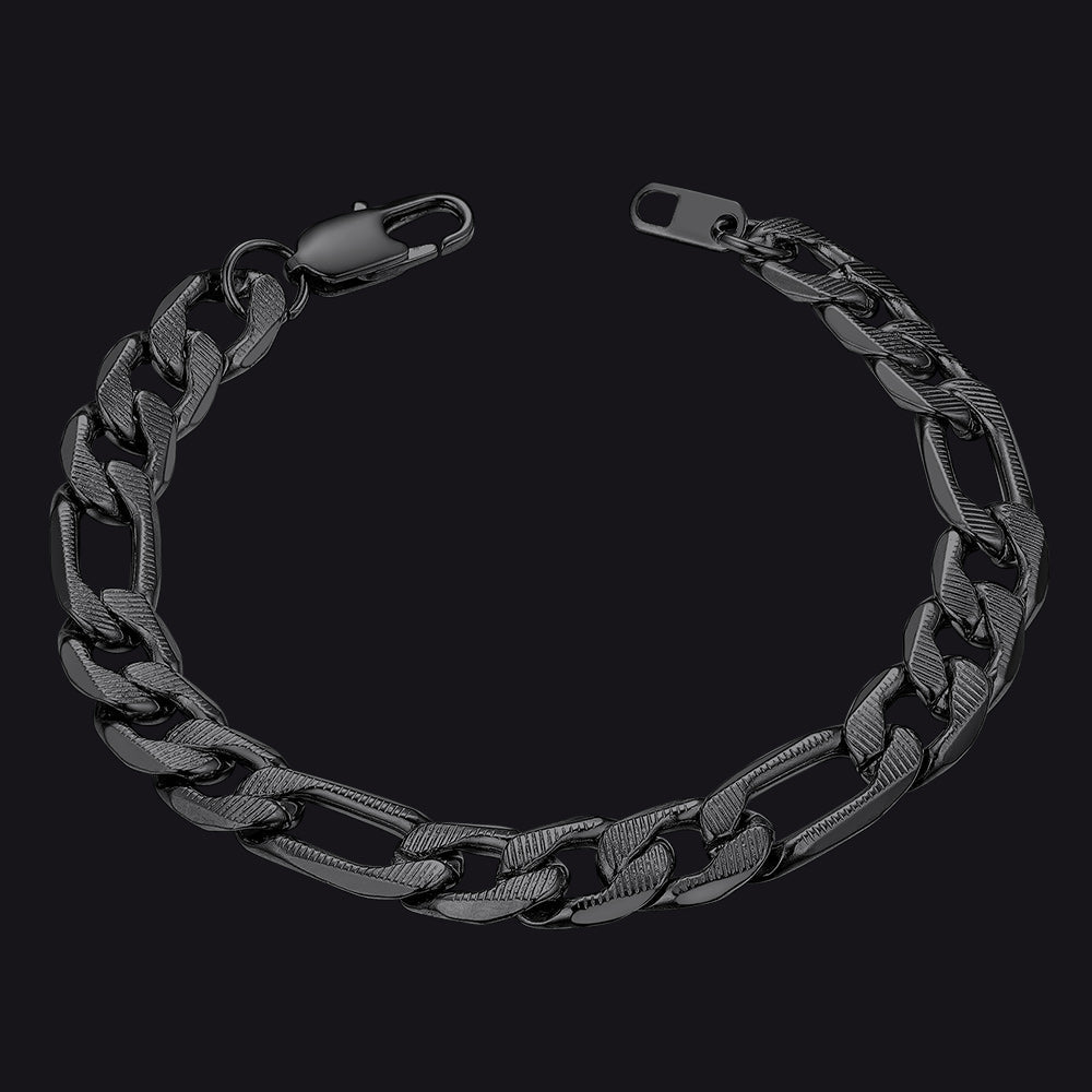 Thick Figaro Link Bracelet for 6/7/9mm Width