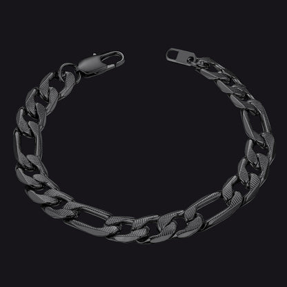 Thick Figaro Link Bracelet for 6/7/9mm Width