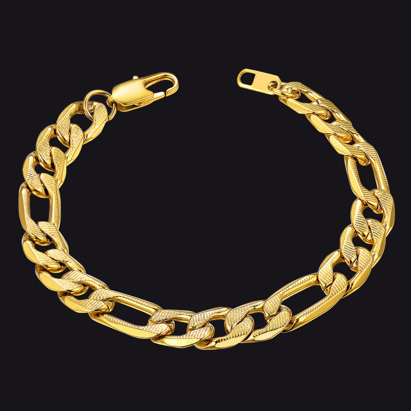 Thick Figaro Link Bracelet for 6/7/9mm Width