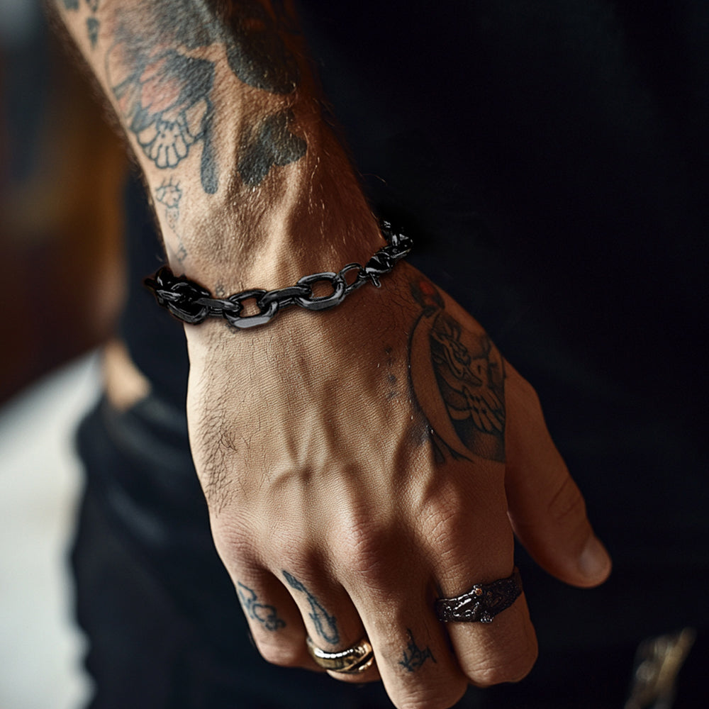 9mm Rolo Link Chain Necklace & Bracelet Set for