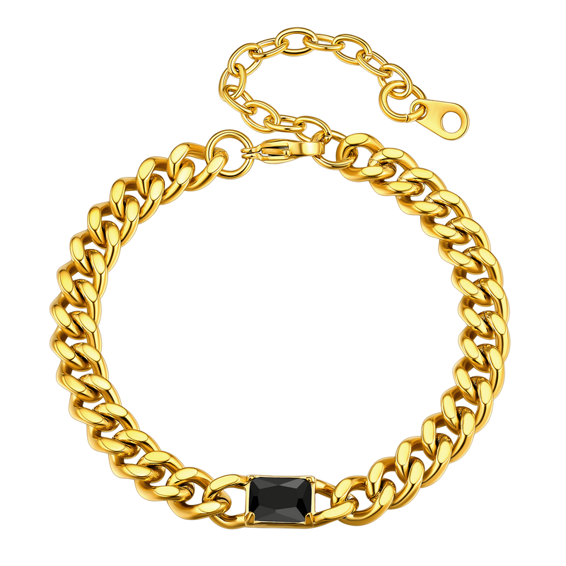 Flash Cubic Zirconia Thick Chain Bracelet for
