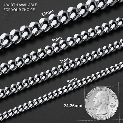 Miami Cuban Link Chain Necklace 5/7/9/12 Mm Chain for