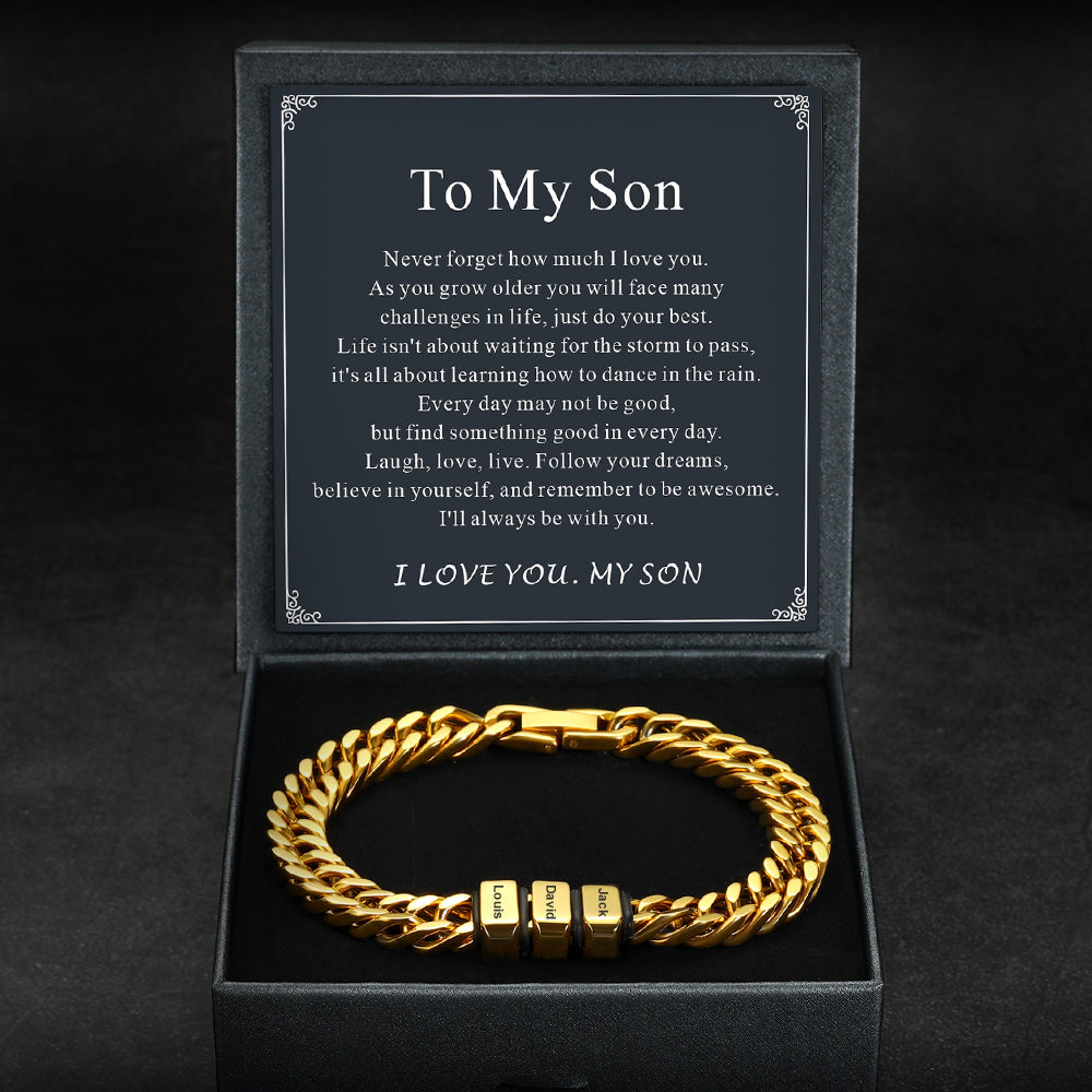Personalized Cuban Link Bracelet Engraved Name Bracelet for