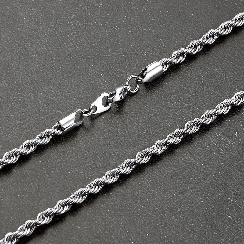 3mm & 6mm Twisted Rope Link Chain Layered Necklaces Set for