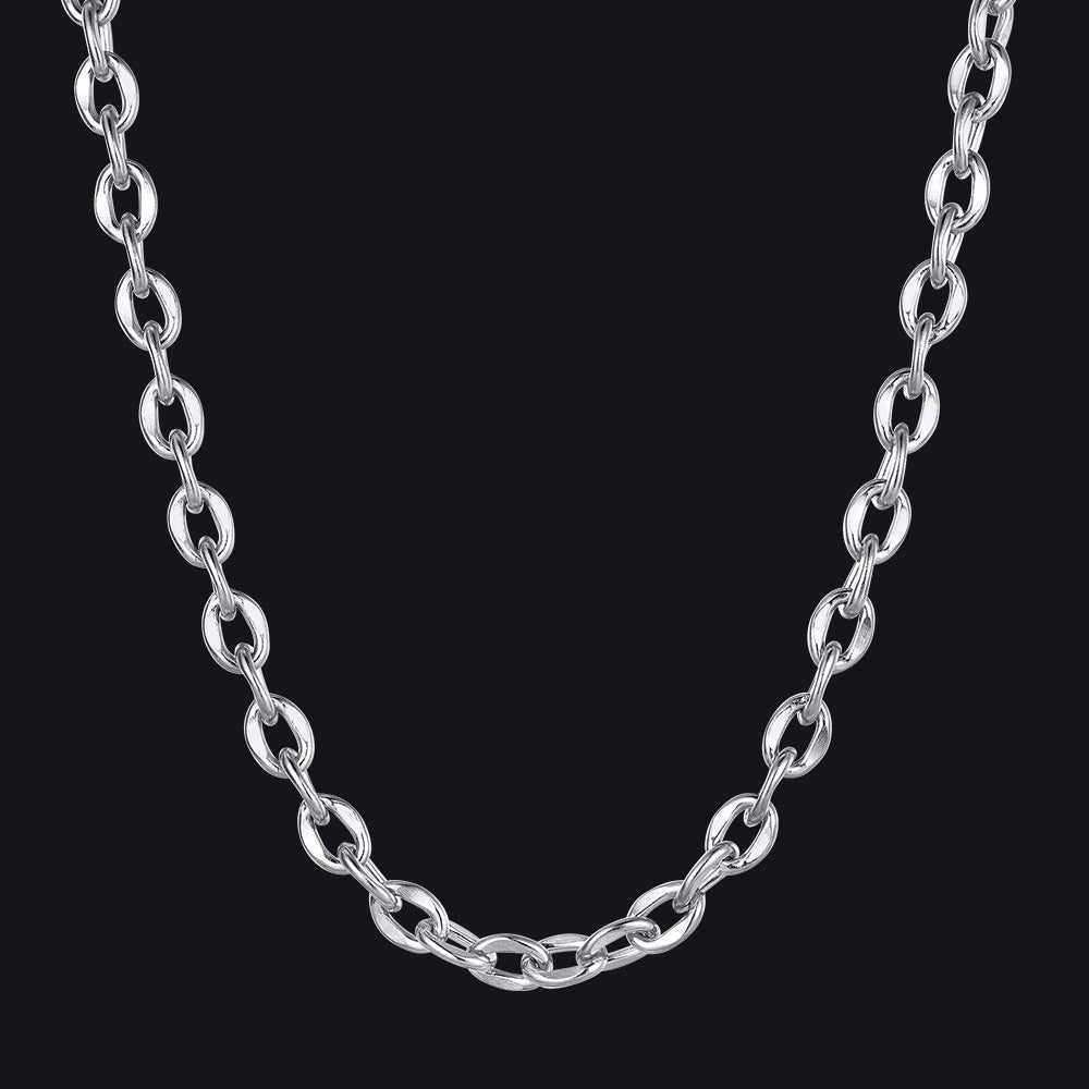 6mm/9mm Width Twisted Rolo Link Chain Necklace for