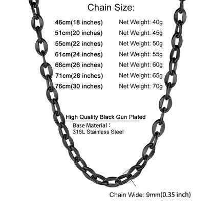 6mm/9mm Width Twisted Rolo Link Chain Necklace for