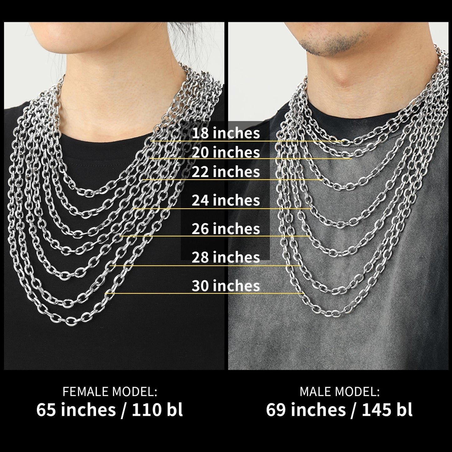 9mm Rolo Link Chain Necklace & Bracelet Set for