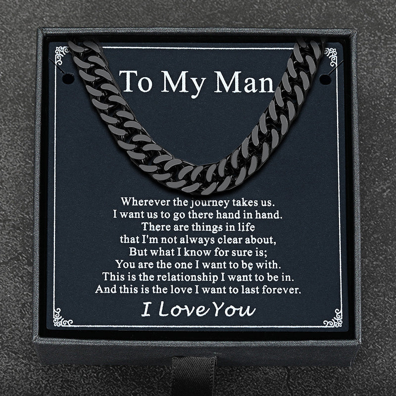 Miami Cuban Link Chain Necklace With Gift Crad for Him