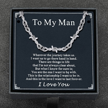 Gothic Thorn Barb Wire Chain Link Necklace Birthday Gift for