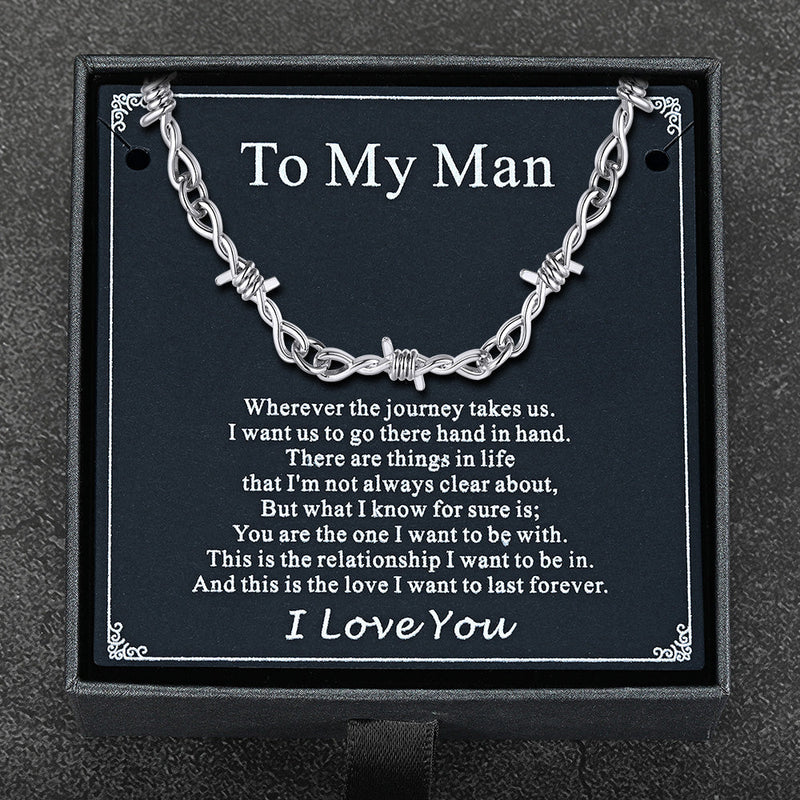 Gothic Thorn Barb Wire Chain Link Necklace Birthday Gift for