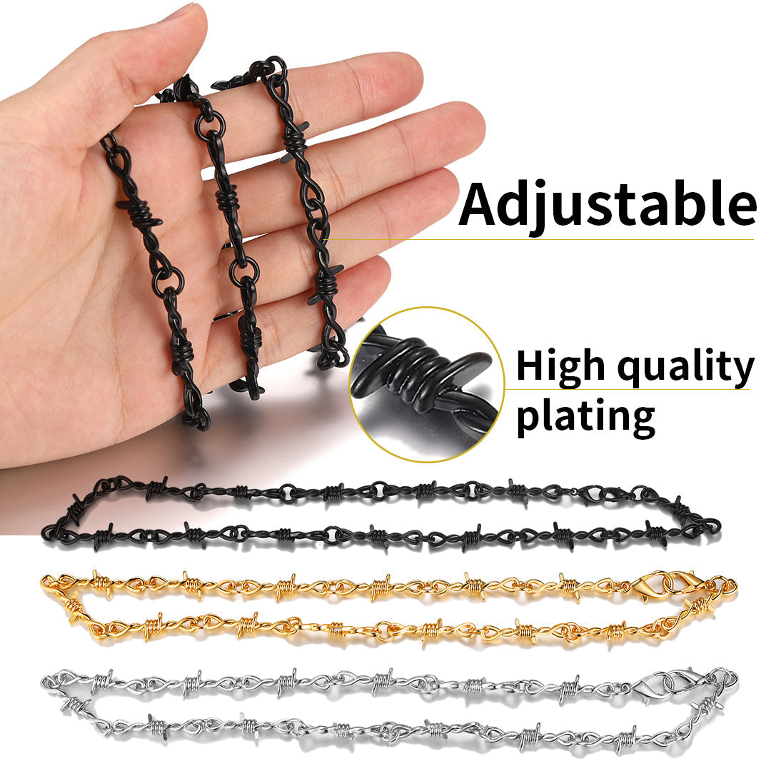 Gothic Thorn Barb Wire Chain Link Necklace Birthday Gift for