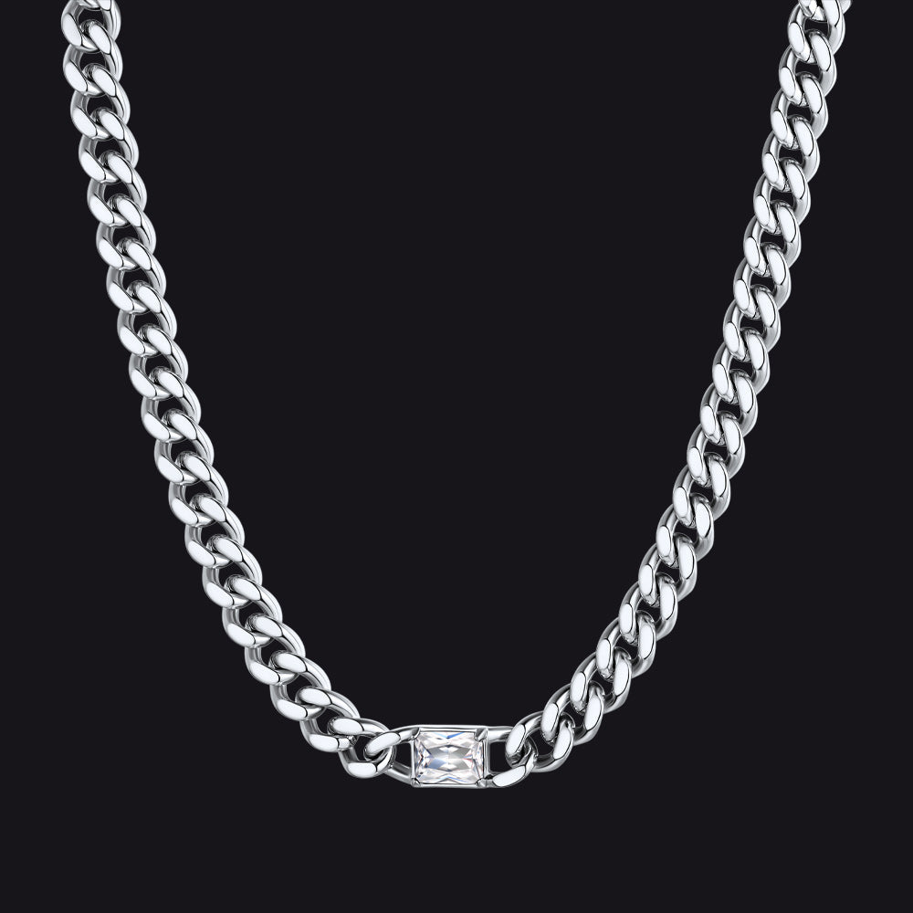 7mm Cuban Link Choker Necklace With Birthstone for