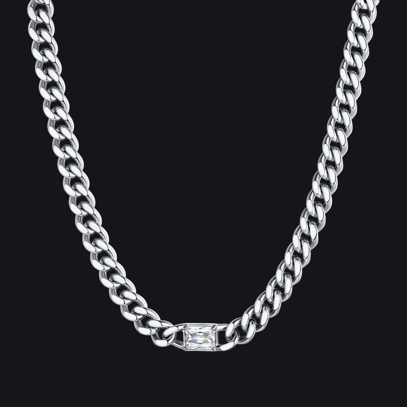 7mm Cuban Link Choker Necklace With Birthstone for