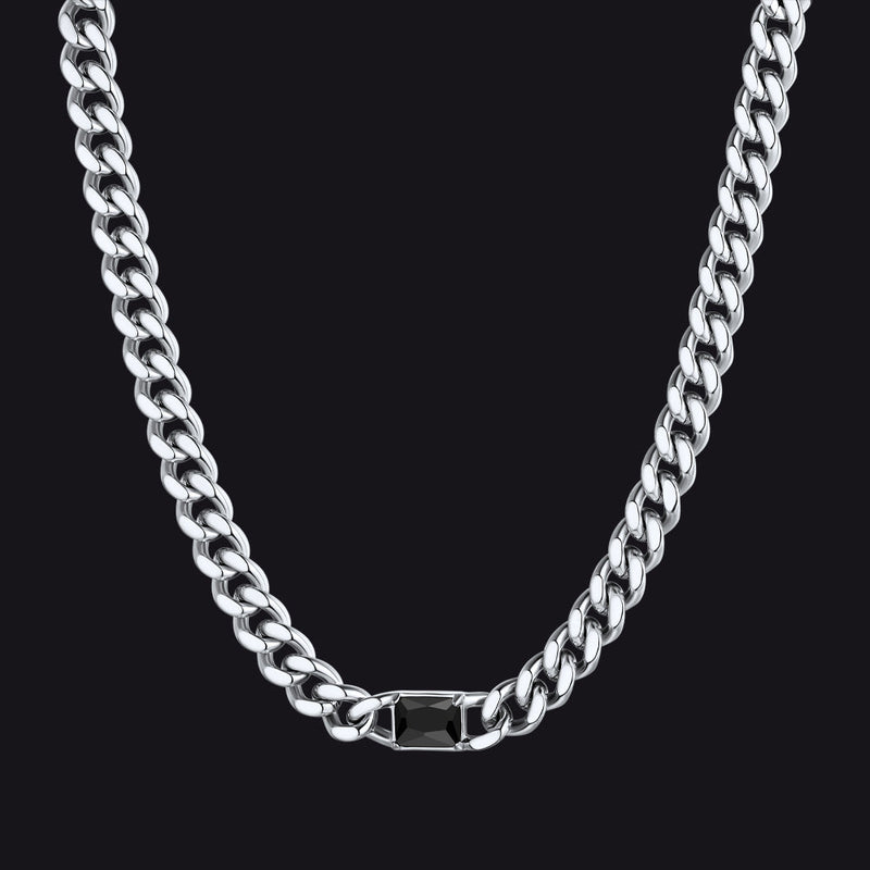7mm Cuban Link Choker Necklace With Birthstone for