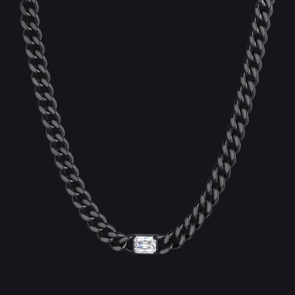 7mm Cuban Link Choker Necklace With Birthstone for
