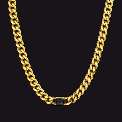 7mm Cuban Link Choker Necklace With Birthstone for