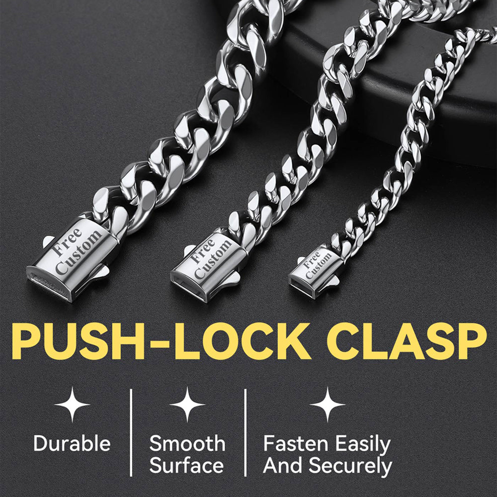 Engraved Cuban Link Chain Necklace for 6/9/12mm Width