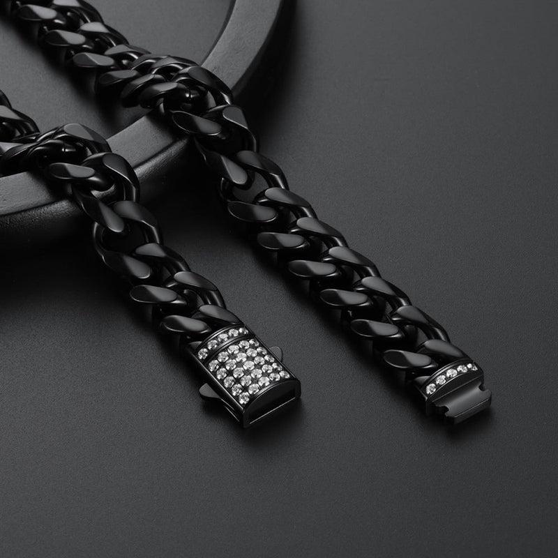 Cz Clasp Cuban Chain Necklace for , Hip Hop Jewelry 6/9/12mm Width