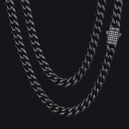 Cz Clasp Cuban Chain Necklace for , Hip Hop Jewelry 6/9/12mm Width