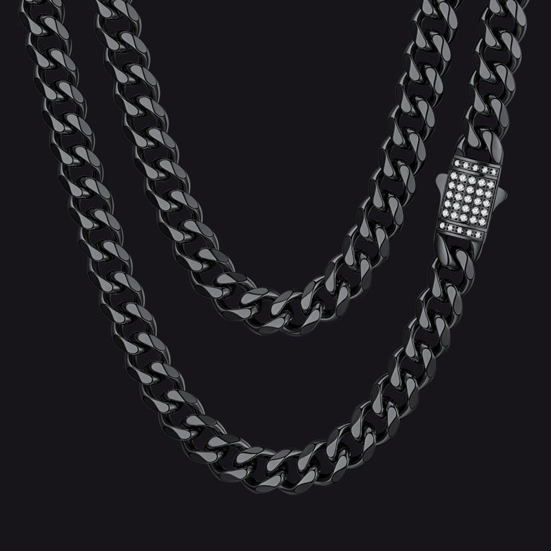 Cz Clasp Cuban Chain Necklace for , Hip Hop Jewelry 6/9/12mm Width