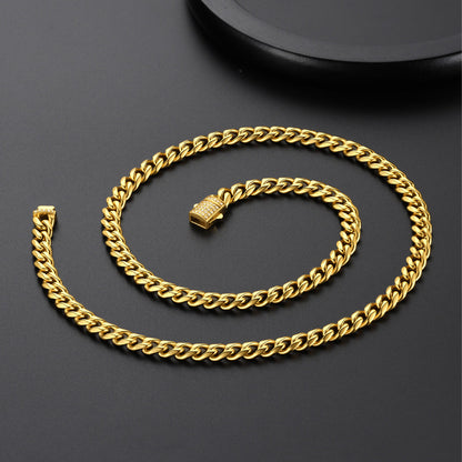 Cz Clasp Cuban Chain Necklace for , Hip Hop Jewelry 6/9/12mm Width