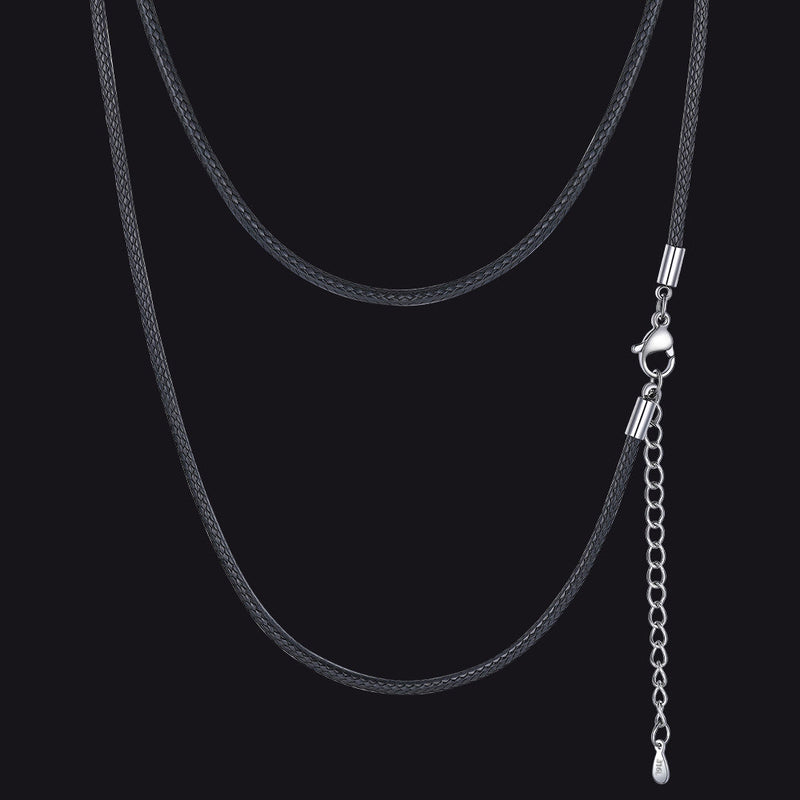 1.5/2/3mm Wide Wax Rope Braided Leather Necklaces