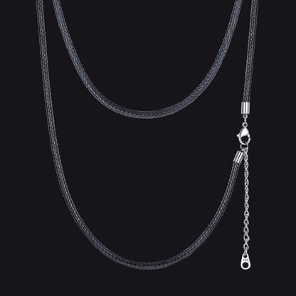 1.5/2/3mm Wide Wax Rope Braided Leather Necklaces