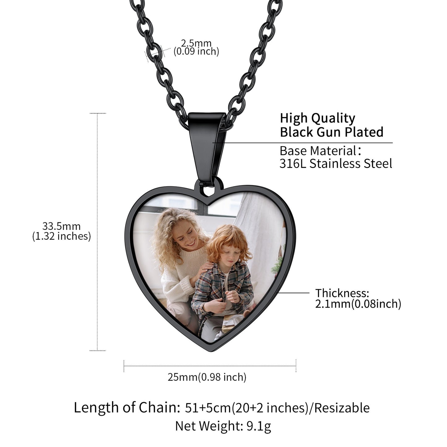 Customized Heart Photo Necklace Memorial Gift for