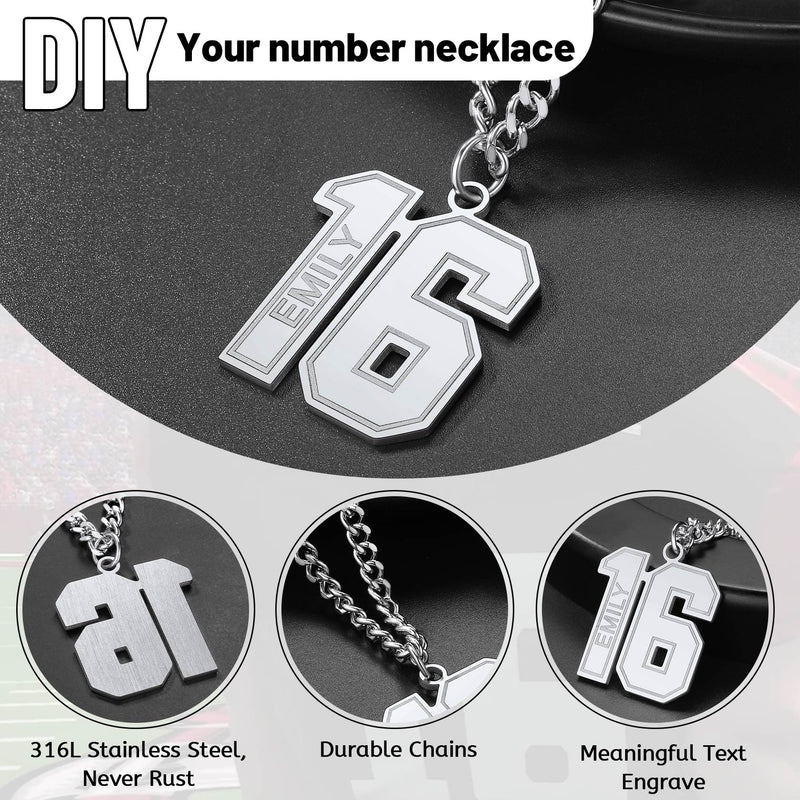 Custom Sports Jersey Number Necklace for Sport Fans, Gift for