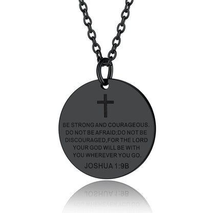 Christian Joshua 1:9 Cross Medal Necklace for