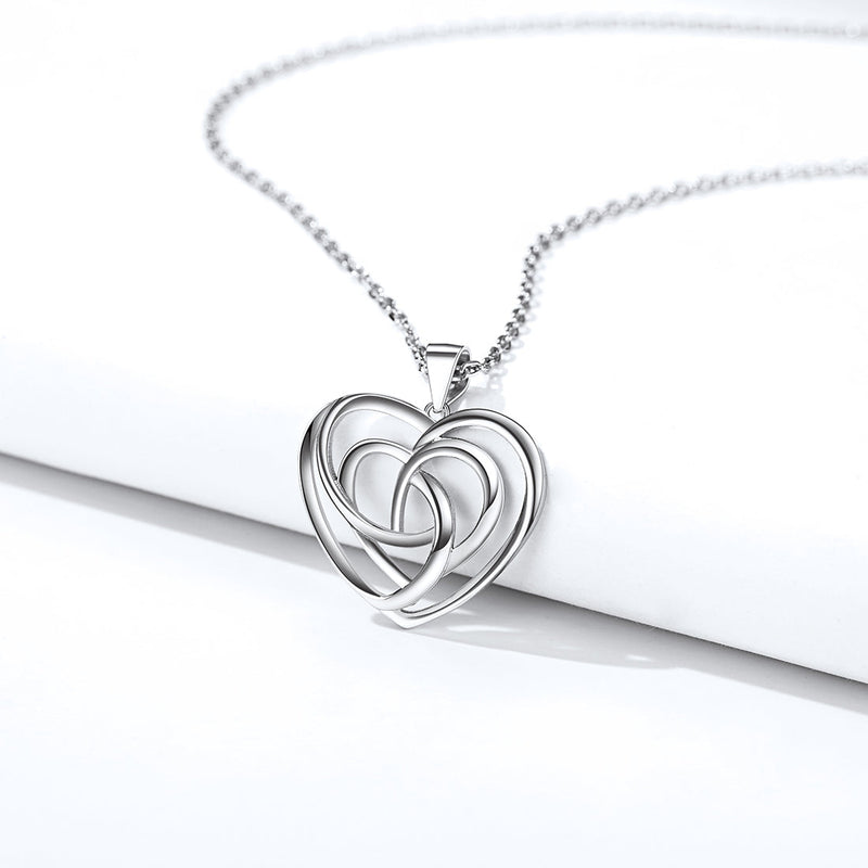 Sterling Silver Heart Celtic Knot Pendant Necklace for