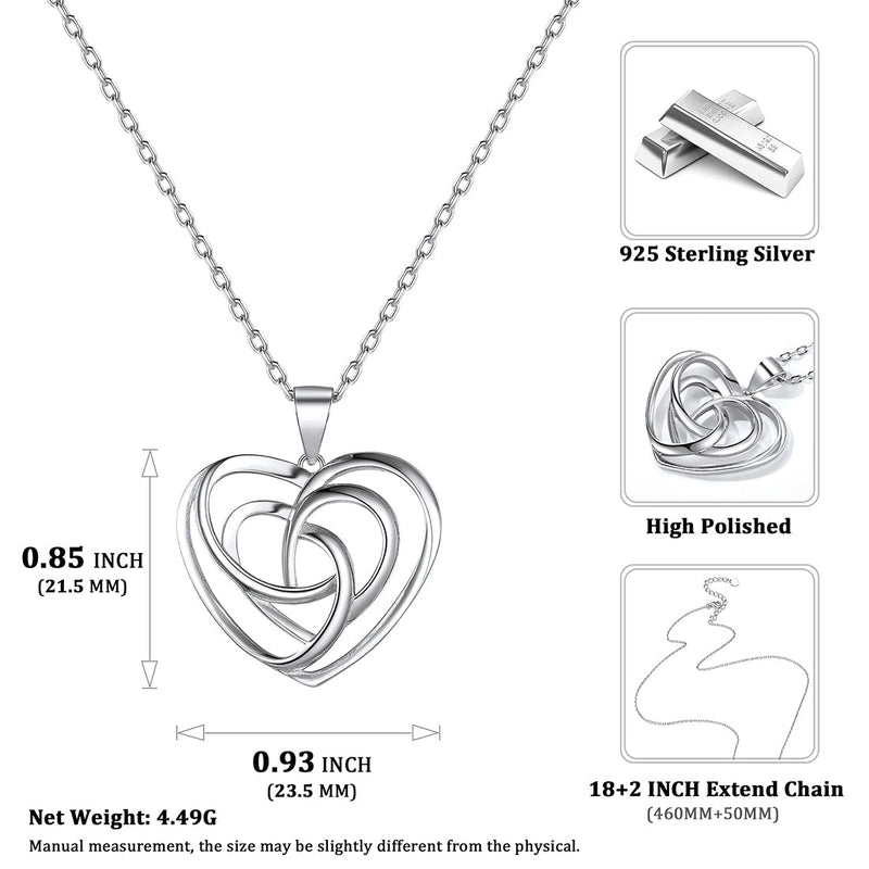 Sterling Silver Heart Celtic Knot Pendant Necklace for