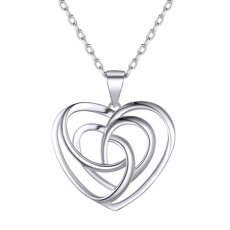 Sterling Silver Heart Celtic Knot Pendant Necklace for