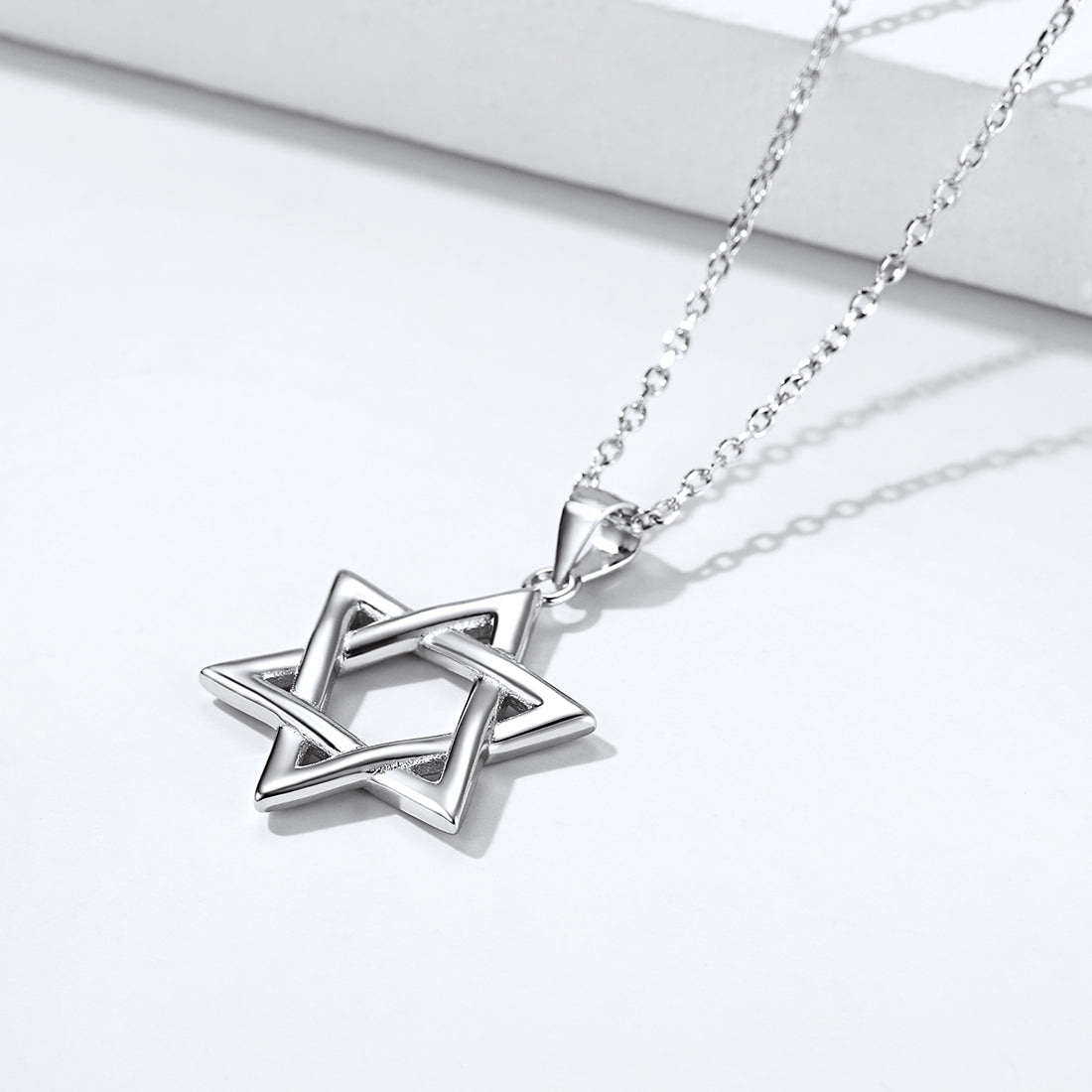 Sterling Silver Star of David Pendant Necklace for