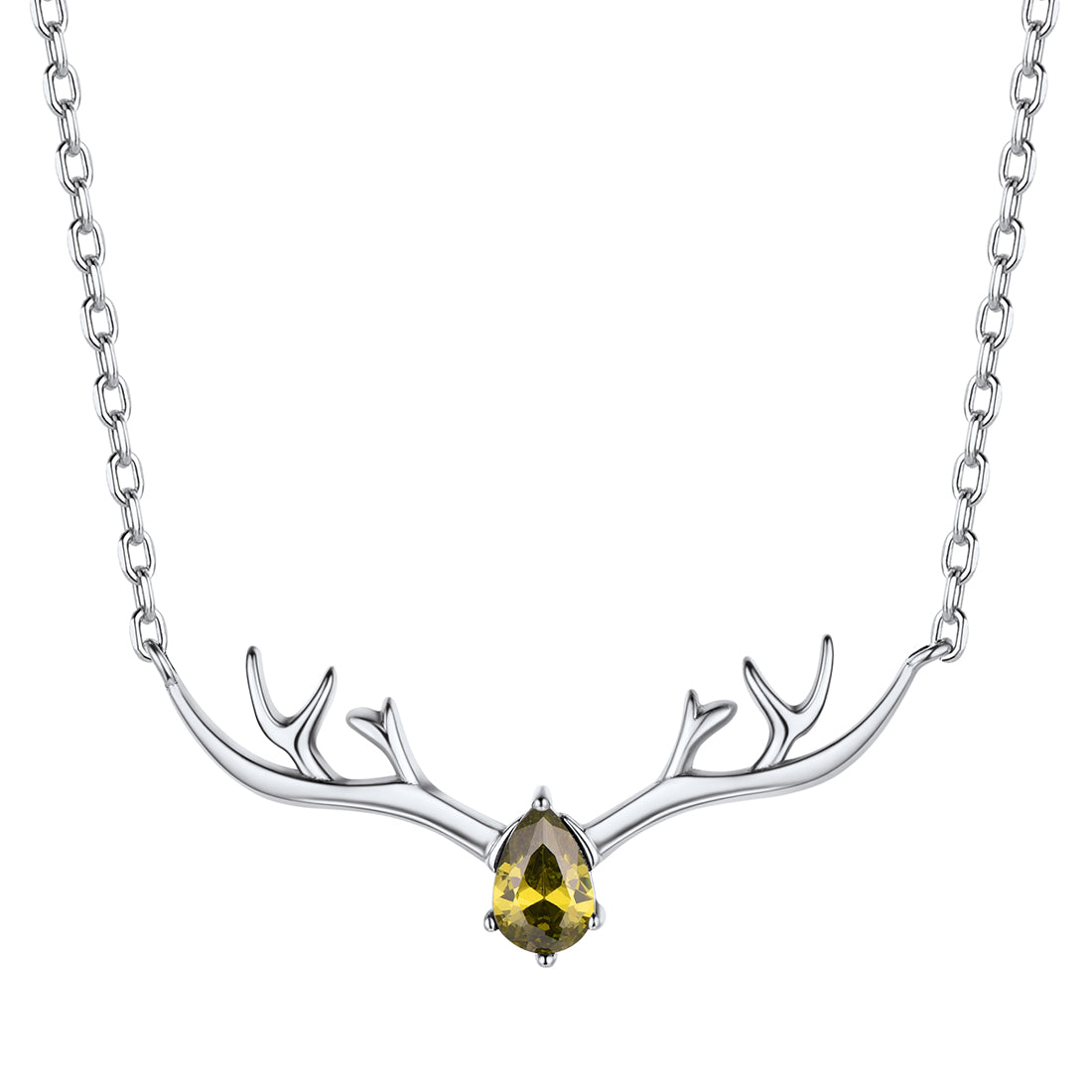 925 Sterling Silver Birthstone Deer Antler Necklace for