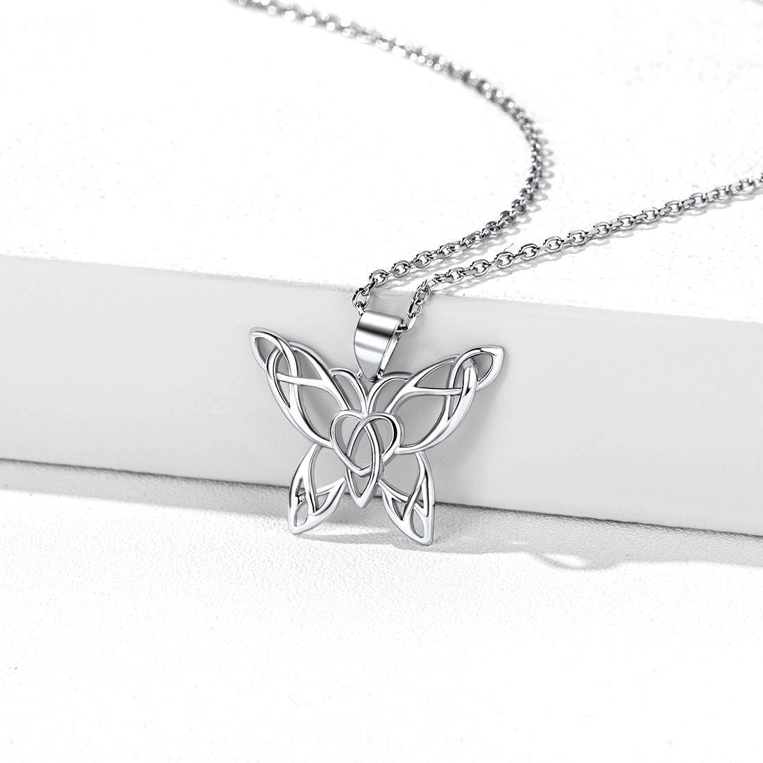 Celtic Knot Butterfly Pendant Necklace for