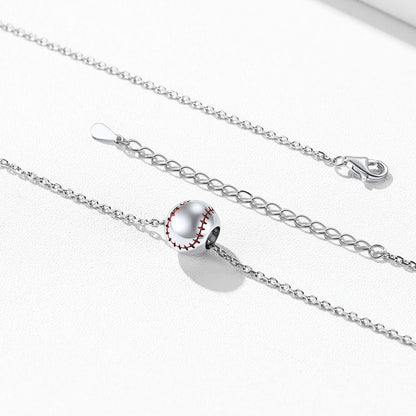 Sterling Silver Baseball Pendant Necklace for
