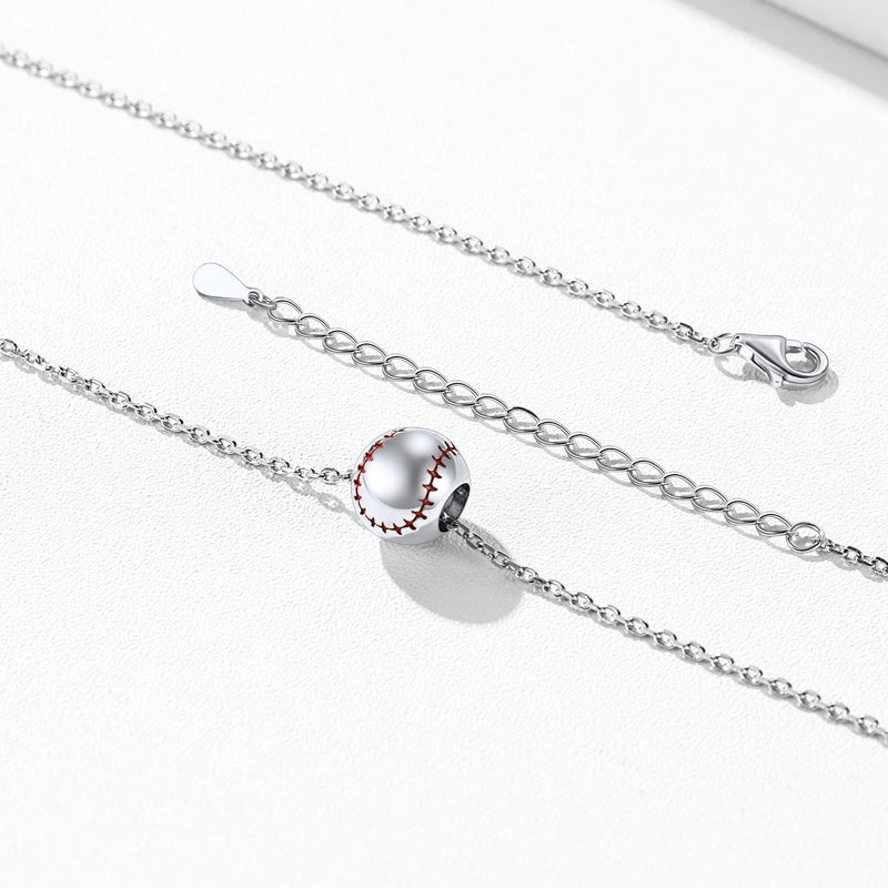 Sterling Silver Baseball Pendant Necklace for