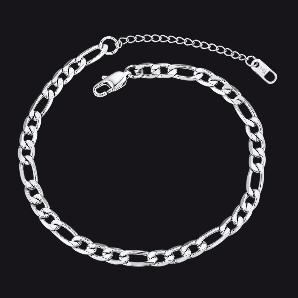 6mm Figaro Chain Anklet Bracelet for